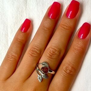 Pink Tourmaline Solid Sterling Silver Ring 925 Size 7.5